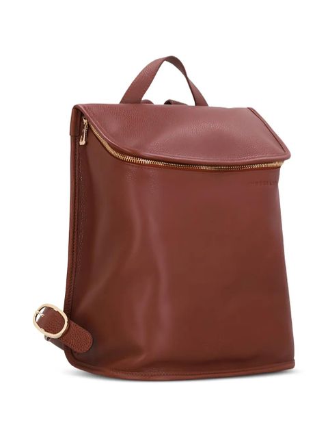Longchamp medium Le Foulonné leather backpack - Brown
