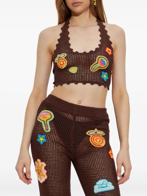 Casablanca crochet-knit top - Brown