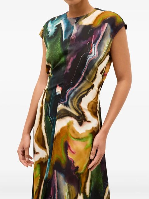 Marie Oliver Zuri abstract-print cap-sleeve dress - Yellow
