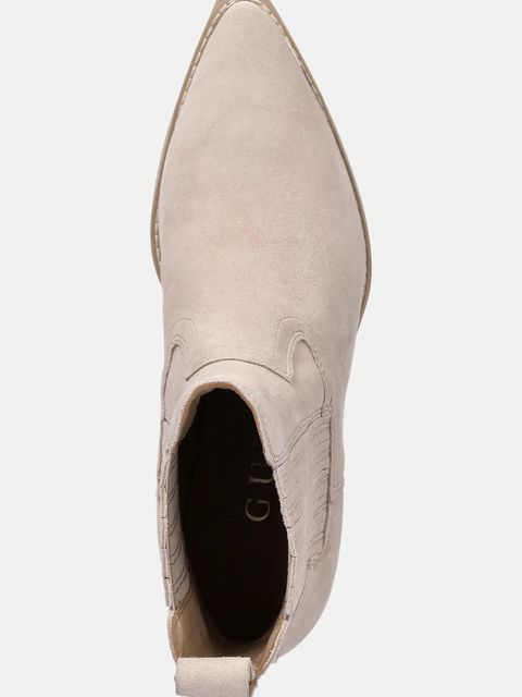 Guess kowbojki zamszowe LANNA2 damskie kolor beżowy na słupku FLTLN2 SUE10 - zdjęcie produktu nr 2