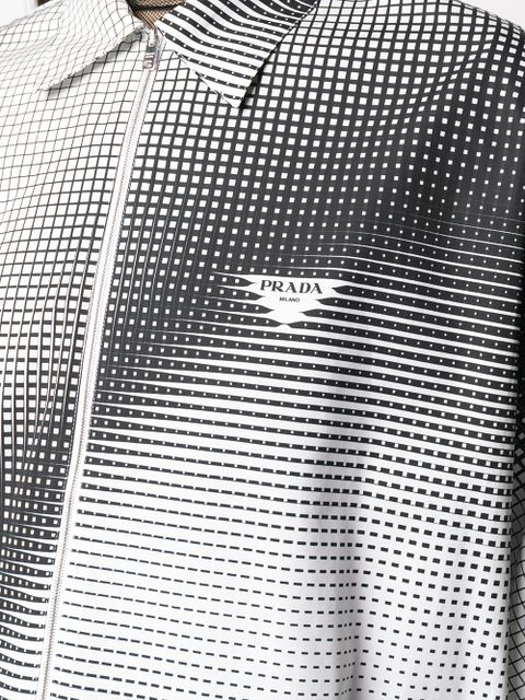 Prada logo-print zip-fastening shirt - Black