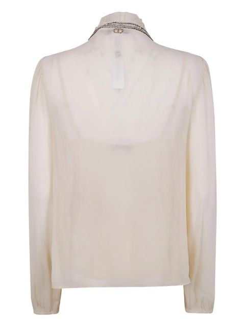 TWINSET embellished ruffled blouse - Neutrals - zdjęcie produktu nr 2