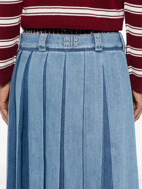 Miu Miu pleated denim skirt - Blue