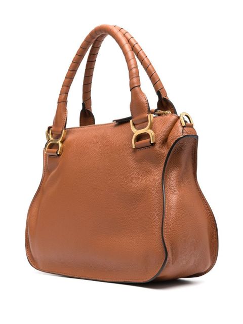 Chloé Marcie grained-leather tote bag - Brown