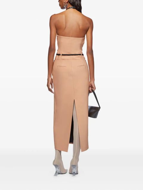 The Attico rear-slit midi skirt - Pink