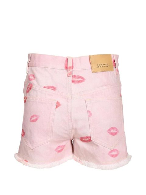 MARANT ÉTOILE Lesia kiss-print frayed shorts - Pink - zdjęcie produktu nr 2