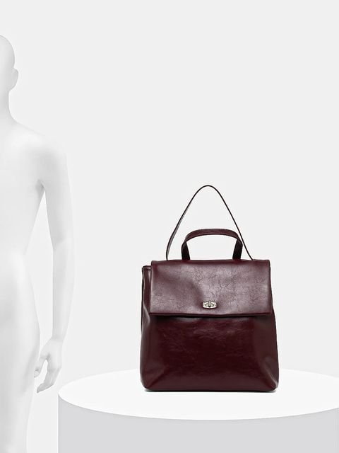 Answear.LAB plecak skórzany damski kolor bordowy mały gładki