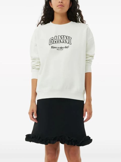 GANNI logo-print cotton sweatshirt - White - zdjęcie produktu nr 2