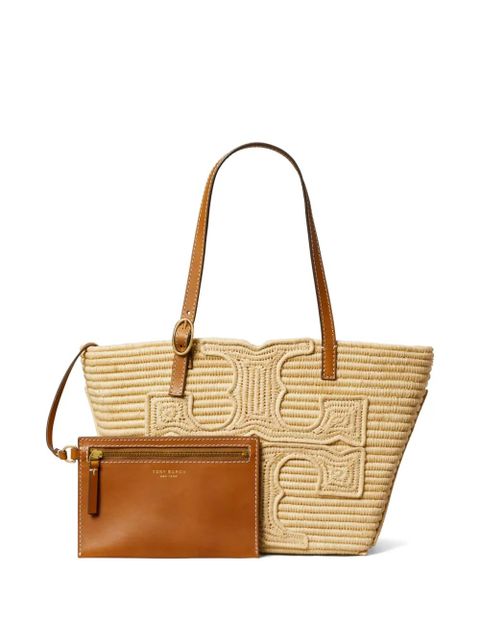 Tory Burch Ella structured straw small tote - Neutrals