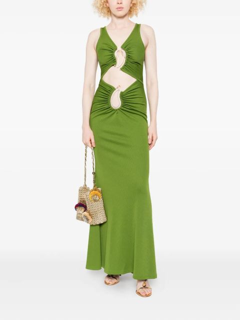 Christopher Esber cut-out ring-detail maxi dress - Green - zdjęcie produktu nr 2