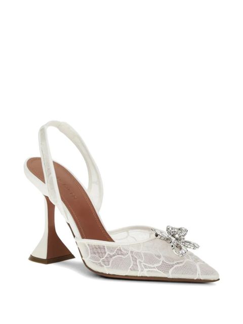 Amina Muaddi Rosie lace embellishment slings - White - zdjęcie produktu nr 2