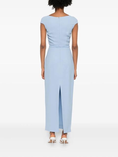 Rowen Rose belted cap-sleeve maxi dress - Blue