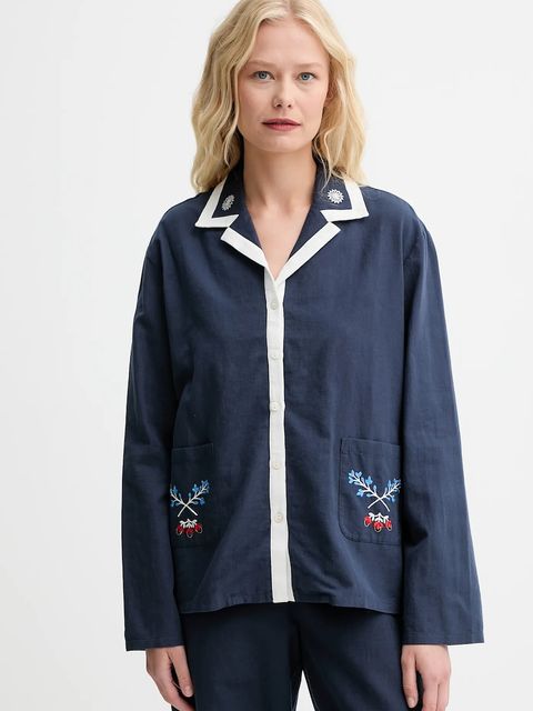 The Sleeper koszula damska kolor granatowy regular z kołnierzykiem klasycznym FW2402ES - zdjęcie produktu nr 1