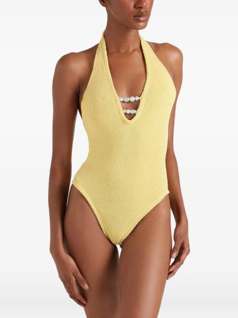 Hunza G Adriana beaded swimsuit - Yellow