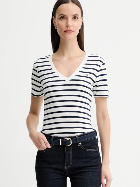 Tommy Hilfiger t-shirt bawełniany damski kolor granatowy WW0WW40584 - zdjęcie produktu nr 1