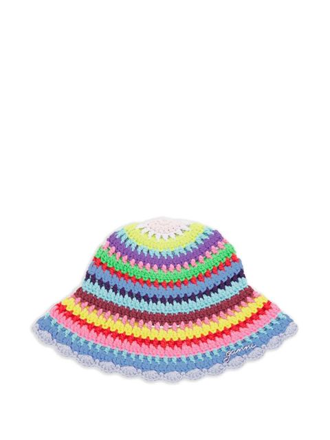 GANNI crochet-knit bucket hat - Blue - zdjęcie produktu nr 1