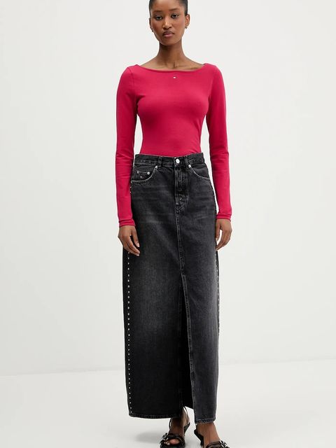 Tommy Jeans longsleeve kolor różowy DW0DW21548