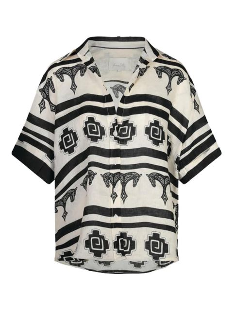 Johanna Ortiz La Creciente horse-print striped shirt - Neutrals - zdjęcie produktu nr 1