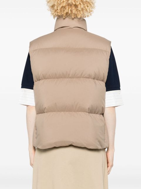 Miu Miu logo-patch down gilet - Brown