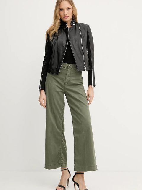 Guess spodnie DAKOTA damskie kolor zielony proste high waist W5GA1Y WH7B1