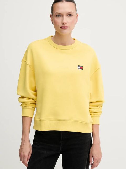 Tommy Jeans bluza bawełniana damska kolor żółty gładka DW0DW19408 - zdjęcie produktu nr 1
