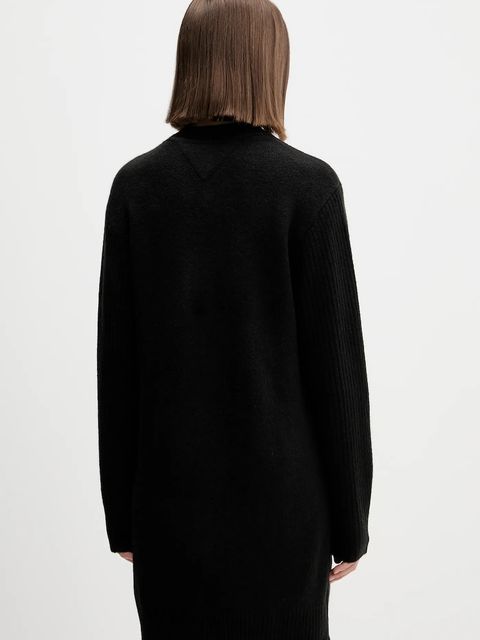 Tommy Jeans sukienka z domieszką wełny kolor czarny mini oversize DW0DW21462
