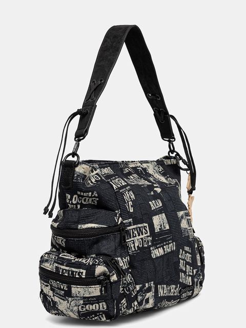 Desigual torebka NEWSPAPER ARICA kolor czarny 25WAXA20