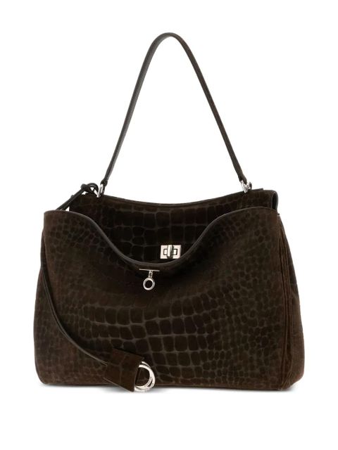 Balenciaga medium Rodeo crocodile-embossed top-handle shoulder bag - Brown - zdjęcie produktu nr 2