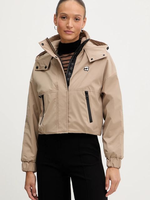 Karl Lagerfeld kurtka IKON kolor beżowy przejściowa LWEMP606 - zdjęcie produktu nr 1