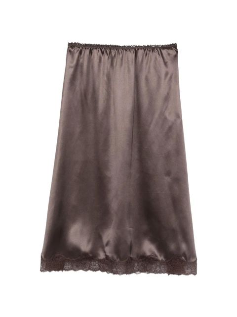 Magda Butrym lace-trim midi skirt - Brown