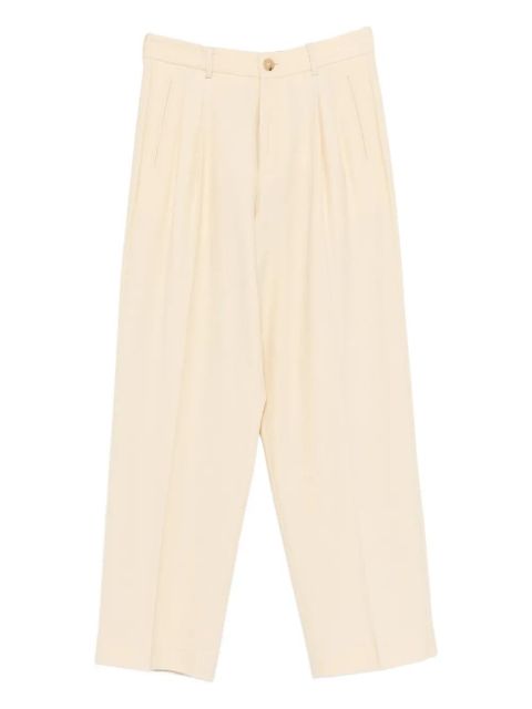 SOLOTRE pleat-detail trousers - Yellow