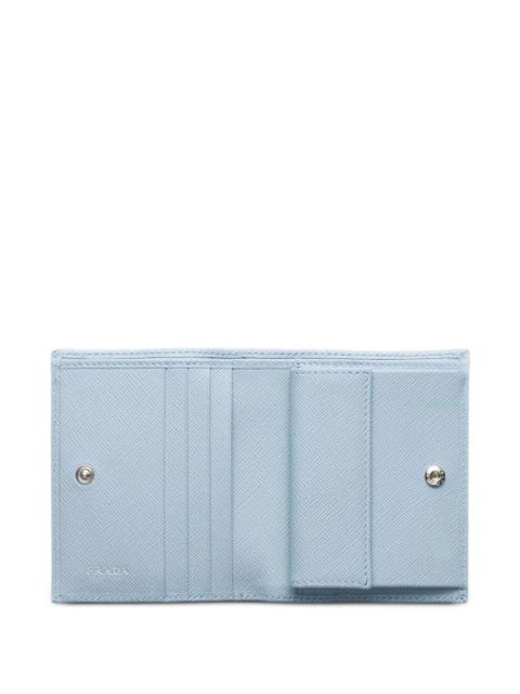 Prada small triangle-logo leather wallet - Blue