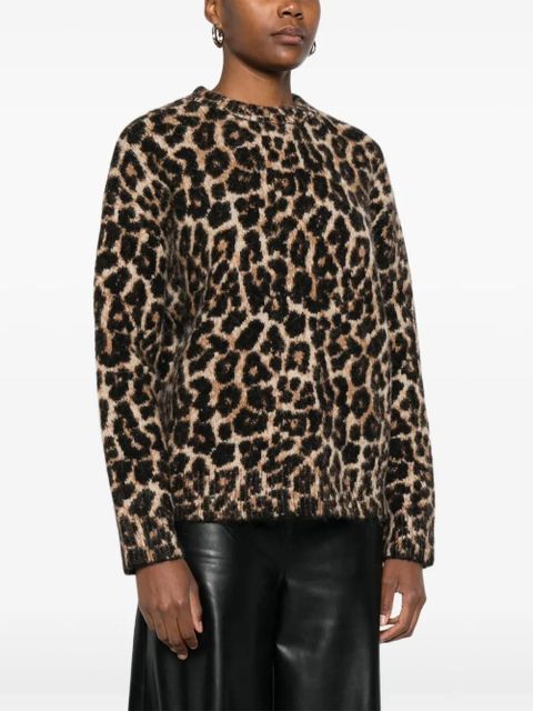 ANINE BING leopard-print crew-neck sweater - Black