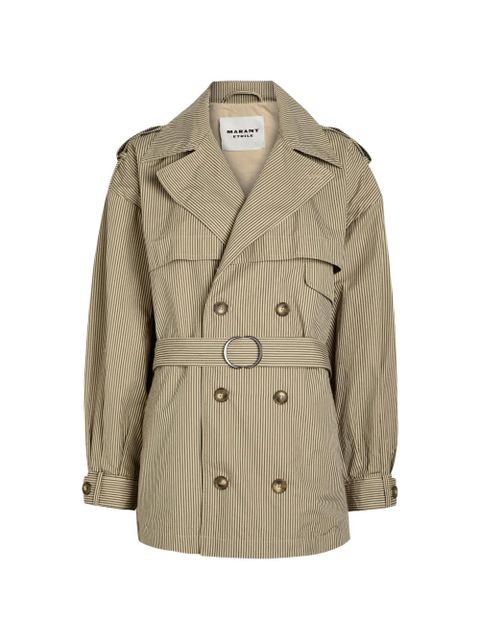 MARANT ÉTOILE Claya striped belted cotton jacket - Neutrals - zdjęcie produktu nr 1