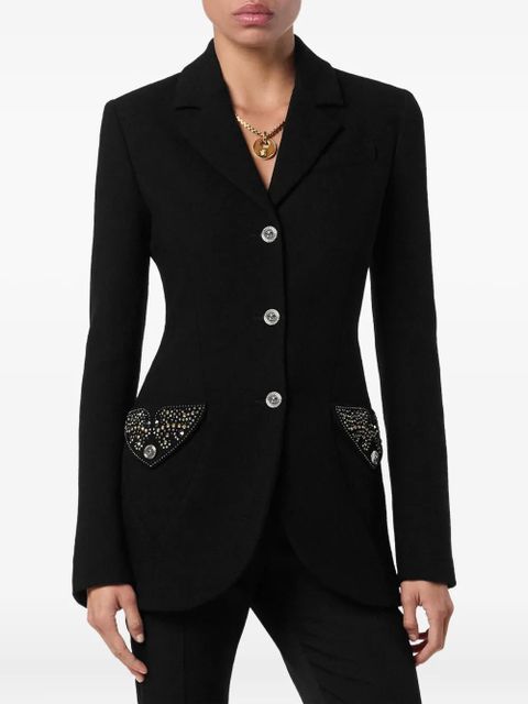 Versace embellished pocket wool jacket - Black