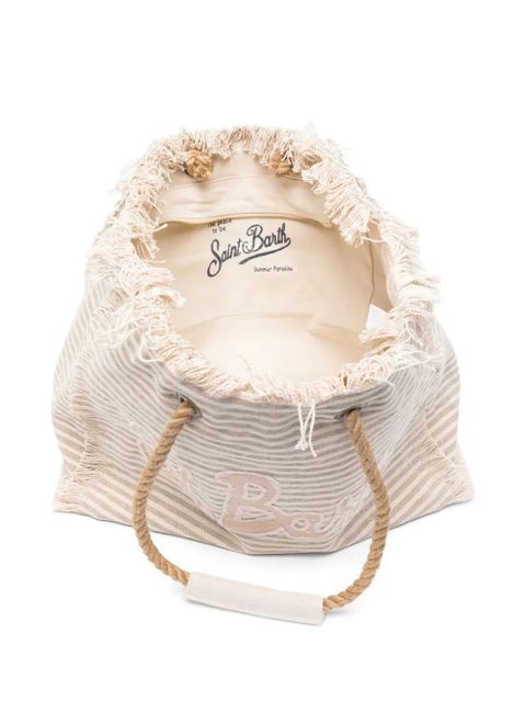 MC2 Saint Barth striped frayed-edge beach bag - Neutrals