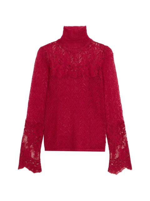 Blumarine lace-panel sweater - Red - zdjęcie produktu nr 1