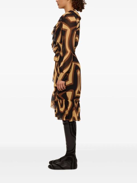 PUCCI labirinto-print ruffled dress - Neutrals