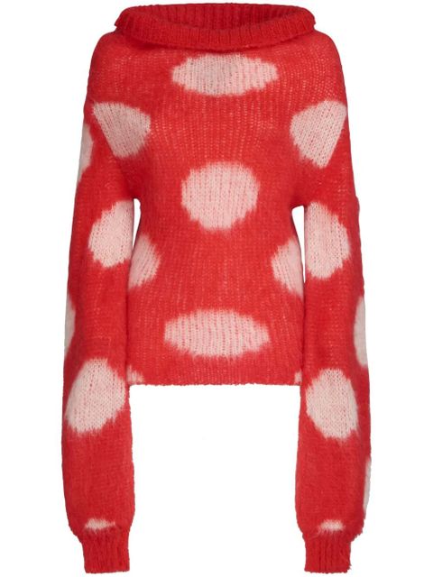 Marni polka dot-intarsia jumper - Red - zdjęcie produktu nr 1