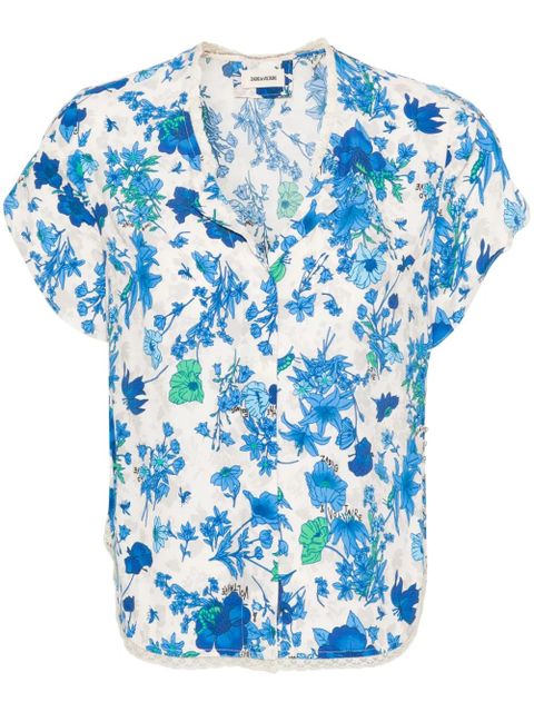 Zadig&Voltaire Tiffiny floral-print crepe blouse - Blue - zdjęcie produktu nr 1