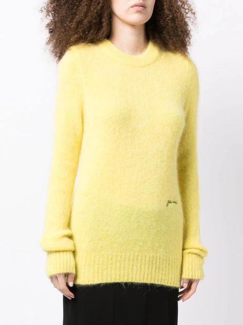 GANNI logo-embroidered crew-neck jumper - Yellow - zdjęcie produktu nr 2