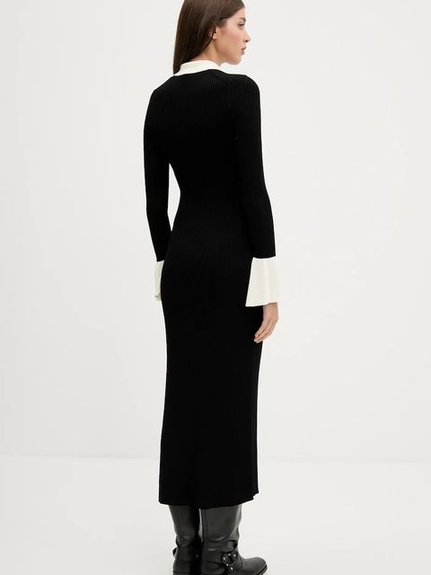 HUGO sukienka kolor czarny maxi dopasowana 50542620