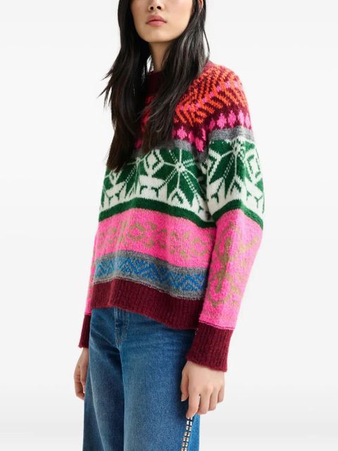 Essentiel Antwerp Irelando geomwtric-pattern sweater - Pink