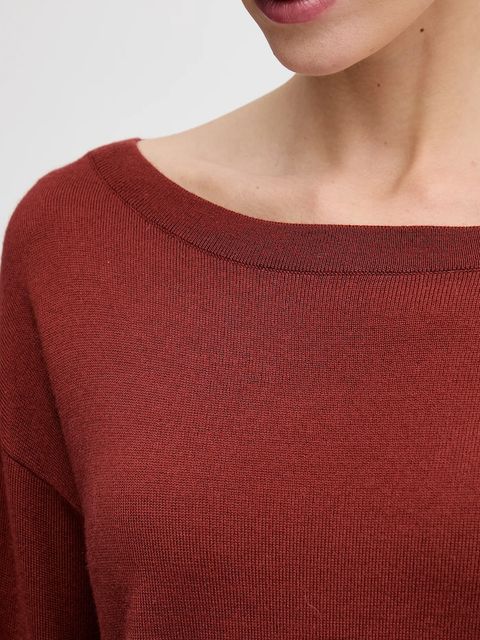 Sisley sweter wełniany damski kolor pomarańczowy lekki 11BAM1A48