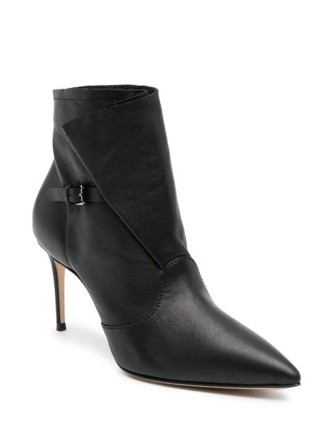 Casadei 80mm buckled leather boots - Black - zdjęcie produktu nr 2