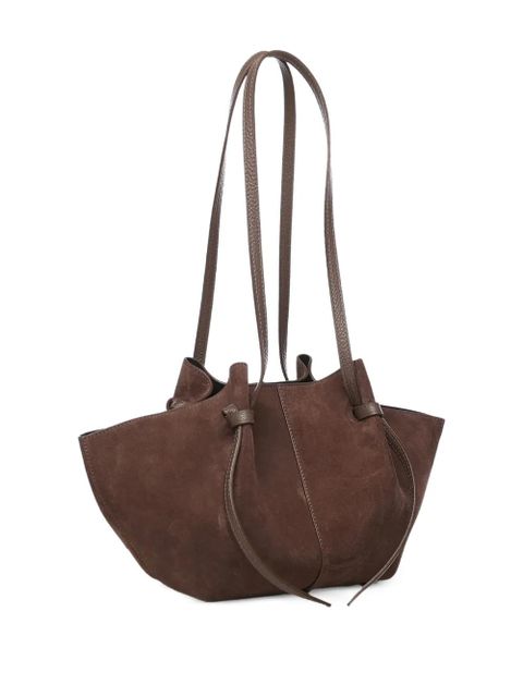 Yuzefi large Mochi suede knot shoulder bag - Brown