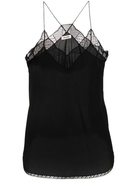 Zadig&Voltaire lace-trim slip top - Black - zdjęcie produktu nr 1