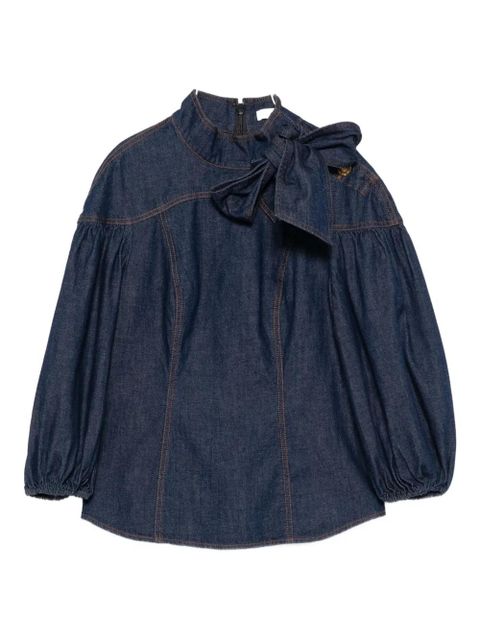 ZIMMERMANN bow-detailed puff-sleeve blouse - Blue