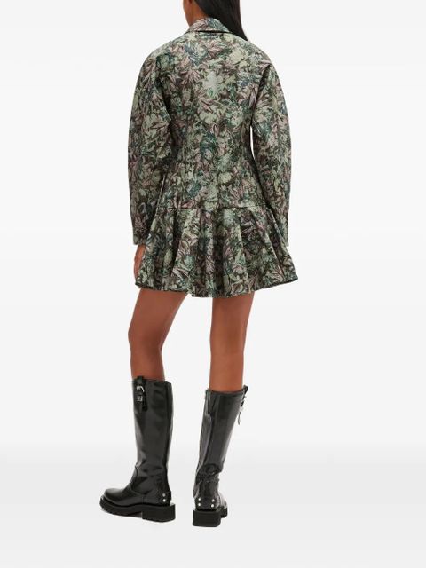 GANNI floral-print buttoned dress - Neutrals