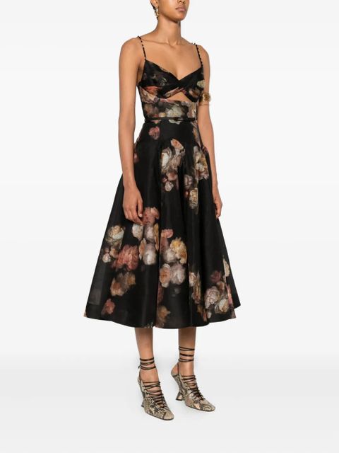 ZIMMERMANN Hypnotic Twist floral-print midi dress - Black